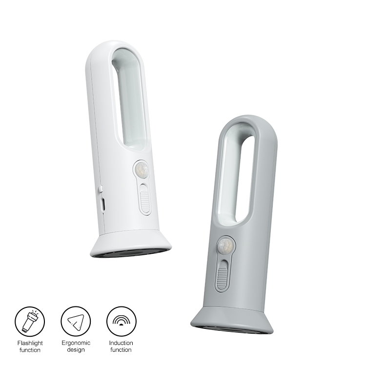 Lámpara LED recargable multimodo JackonLux: lámpara nocturna con sensor de movimiento, apagado automático a los 30 segundos, linterna con botón lateral, compacta y portátil.