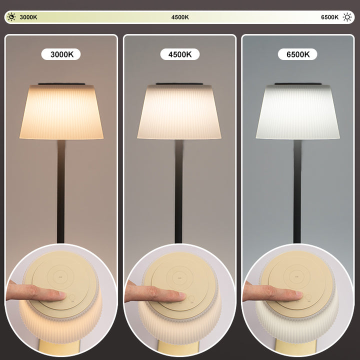 Lámpara de mesa recargable RGB impermeable JackonLux: luz ambiental táctil de 64 colores, suave brillo que cuida la vista para el dormitorio y las noches al aire libre.