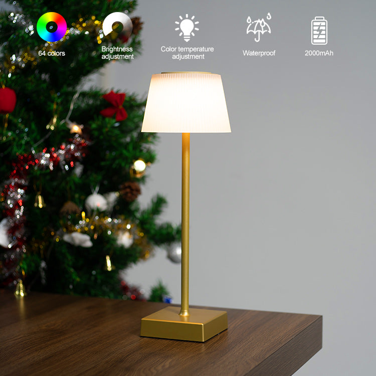 Lámpara de mesa recargable RGB impermeable JackonLux: luz ambiental táctil de 64 colores, suave brillo que cuida la vista para el dormitorio y las noches al aire libre.