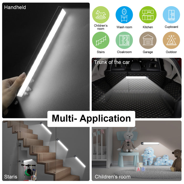 (4Pack) Ultra-Slim Rechargeable Motion Sensor Cabinet Light – No Drilling, 3 Adjustable Modes, Modern Aluminum Design for Smart Homes