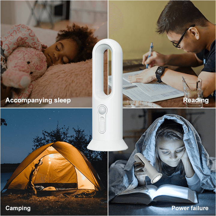Lámpara LED recargable multimodo JackonLux: lámpara nocturna con sensor de movimiento, apagado automático a los 30 segundos, linterna con botón lateral, compacta y portátil.