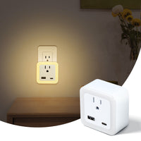 JackonLux Smart Battery Backup Wall Tap - Emergency LED Night Light with USB-A & Type-C Charging Ports