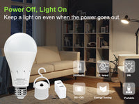JackonLux Smart 9W Emergency LED Light Bulb - Rechargeable Battery Backup for Home & Outdoor