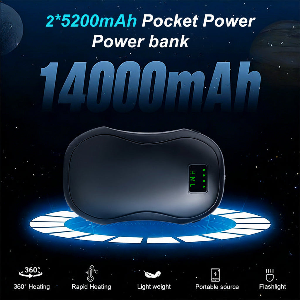 JackonLux 2-Pack 3-in-1 Emergency Survival Gear: 10,400mAh Power Bank, LED Flashlight & Pocket Heater – Travel-Friendly EDC Essentials for Hiking, Camping & Road Trips