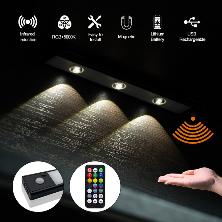 Rechargeable RGB Induction Cabinet Light with Remote Control | JackonLux