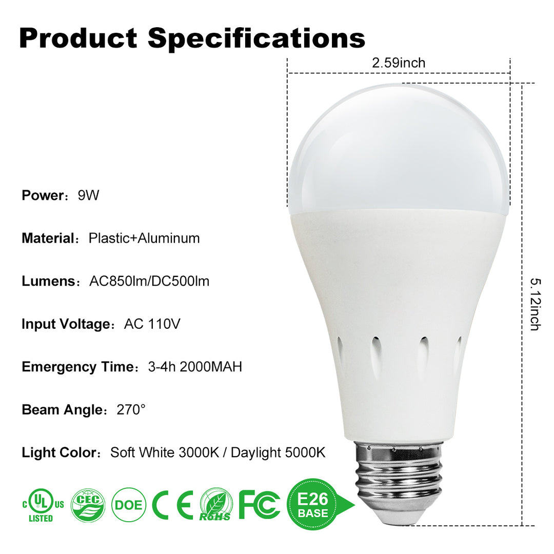 Rechargeable Emergency LED Bulb with Charge Indicator & Dimmable | JackonLux