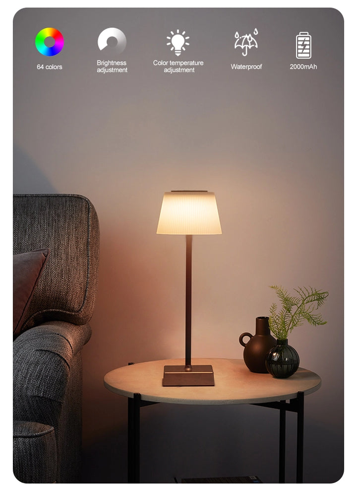 2×Rechargeable RGB Waterproof Table Lamp & (4-Pack) Dusk to Dawn Sensor LED Bulb