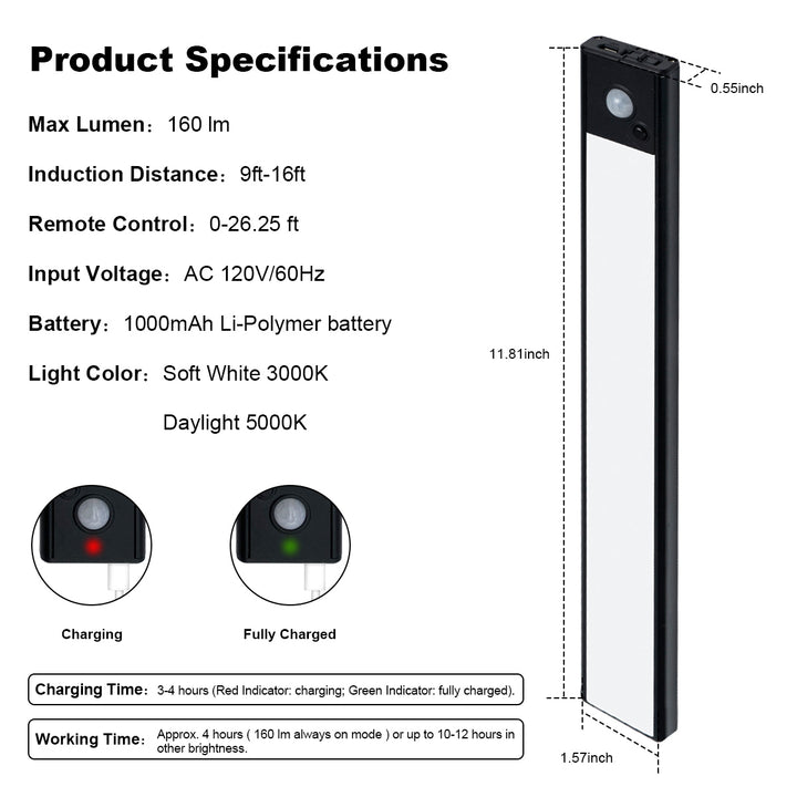 Rechargeable Motion Sensor Cabinet Light with Remote Control | JackonLux