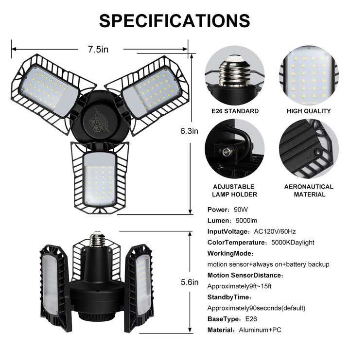 JackonLux Super Bright Sensor Garage Light with Emergency Battery | JackonLux