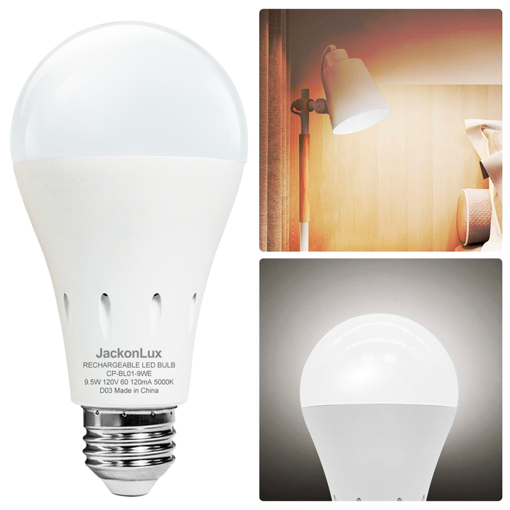 9W Portable Emergency LED Bulb | E27/E26/B22 Base | JackonLux