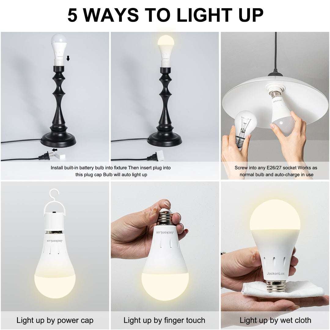 Rechargeable Emergency LED Bulb with Charge Indicator & Dimmable | JackonLux