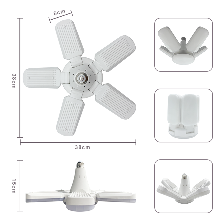 60W LED Garage Light | 6000LM, E26/E27 Base, 5000K, Adjustable 90° Arms | JackonLux