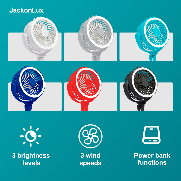 Multifunctional Portable Fan Light | 5200mAh Power Bank | JackonLux