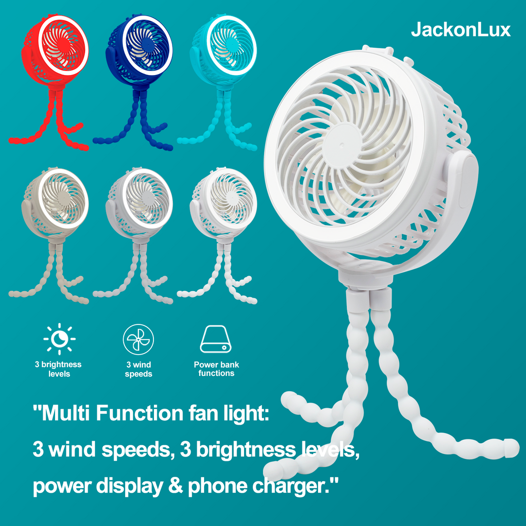 Multifunctional Portable Fan Light | 5200mAh Power Bank | JackonLux