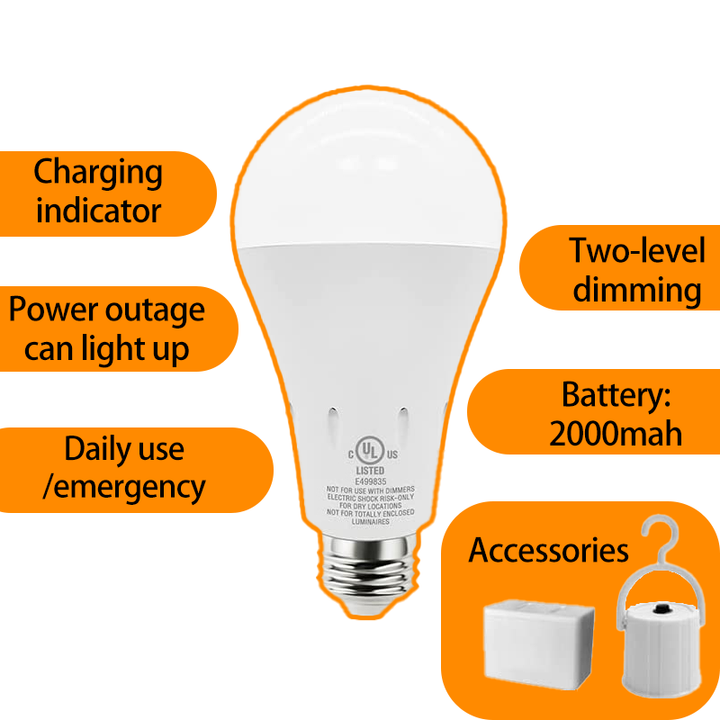 Rechargeable Emergency LED Bulb with Charge Indicator & Dimmable | JackonLux