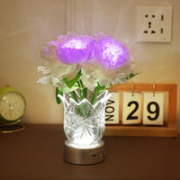 JackonLux Rechargeable RGB Artificial Peony Flower Light - 13 Colors, Remote Control & Touch Sensor, 1200mAh Battery for Home Decor