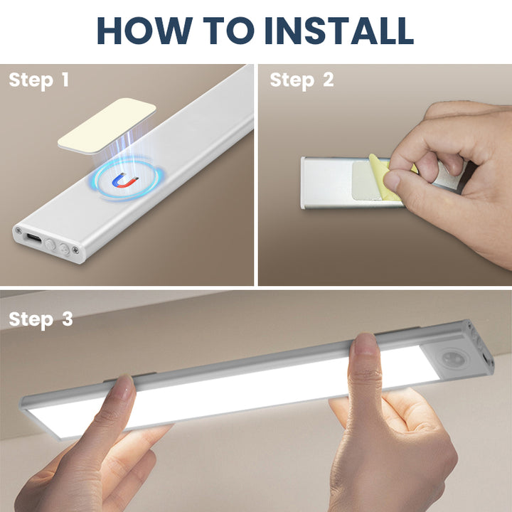 🥉(2PK)Motion Sensor Under Cabinet Light🥉, 1500mAh Rechargeable Magnetic LED, Dimmable Lighting for Kitchen, Closet, Pantry, Bathroom, Stairs, Hallway