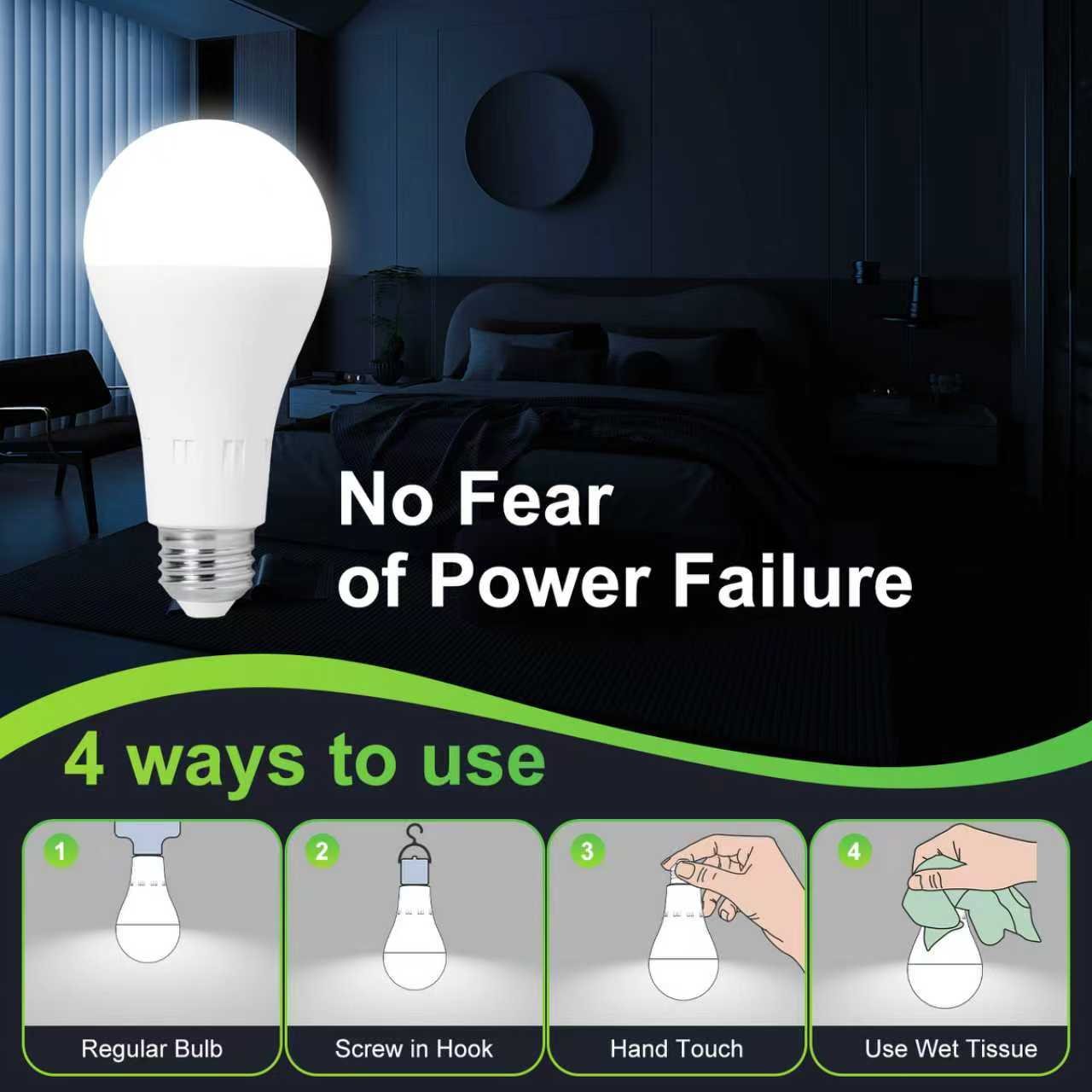4-in-1 Rechargeable Emergency Light Bulb (Battery Backup) - Image 4