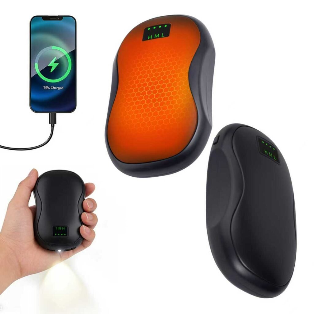2-Pack Rechargeable Hand Warmers - 10400mAh Portable Power Bank with LED Flashlight, Electric Pocket Heater with 3 Temp Levels & 1s Fast Heating