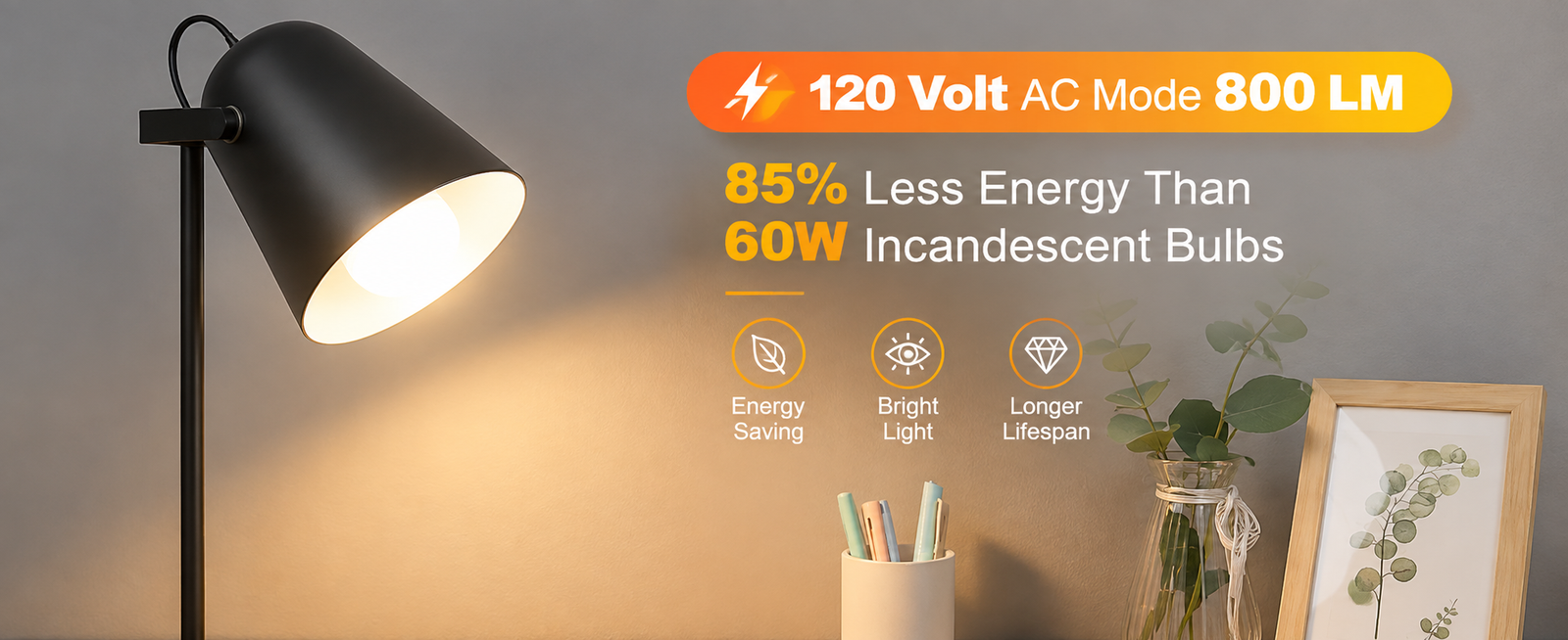 JackonLux rechargeable LED bulb operating in 120V AC mode