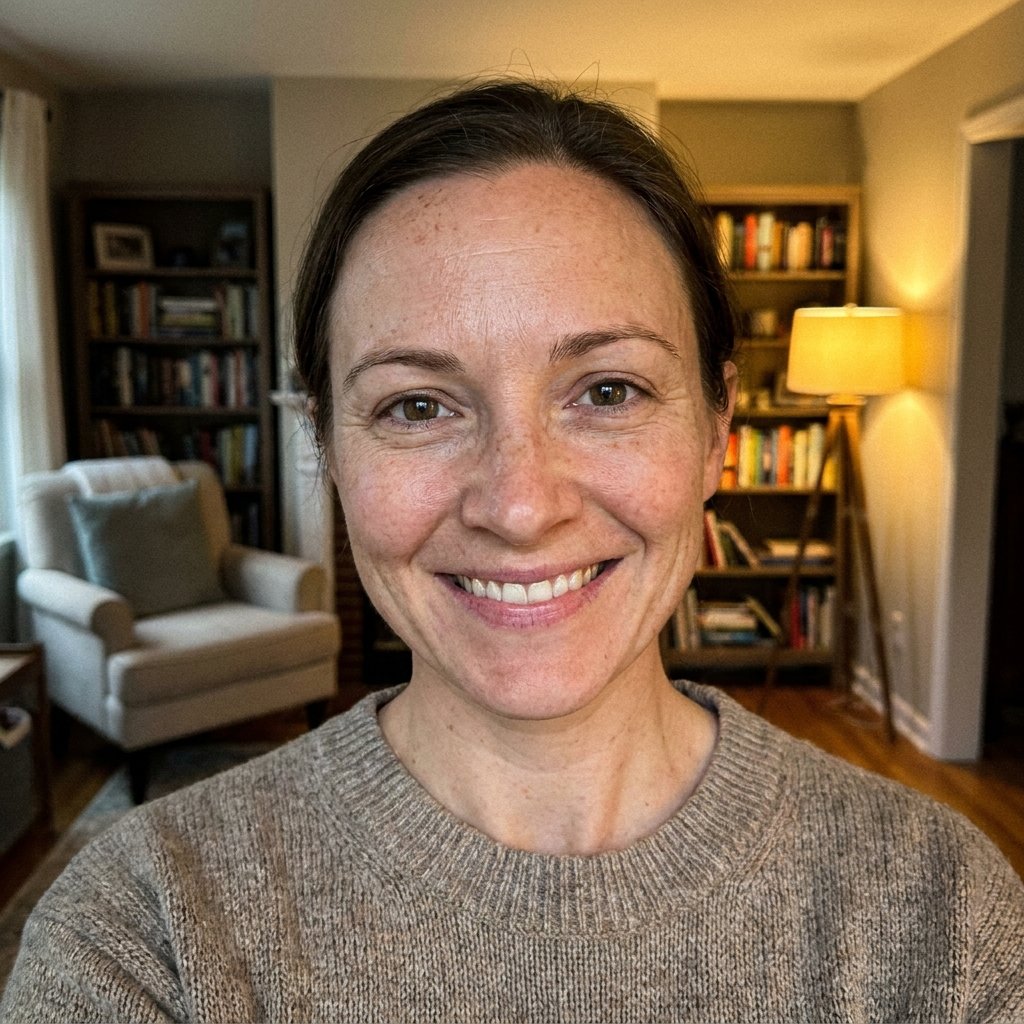 woman smiling in living room 202605142226