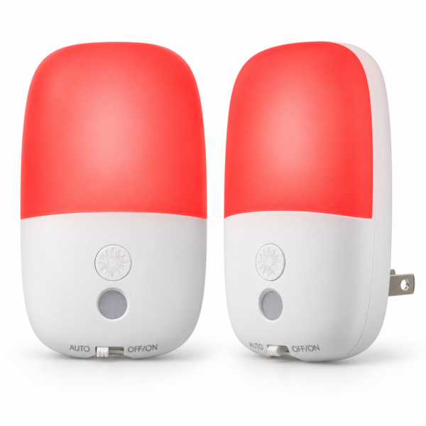 670nm Red Night Light with Retractable Plug, 2 Pack