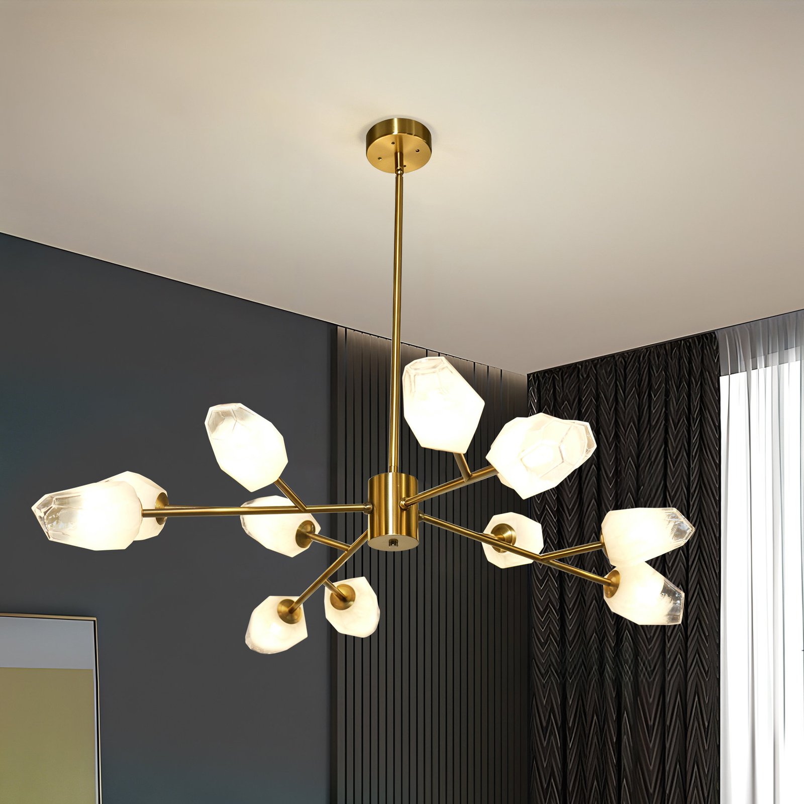 JackonLux 12-Light Brushed Gold Sputnik Chandelier