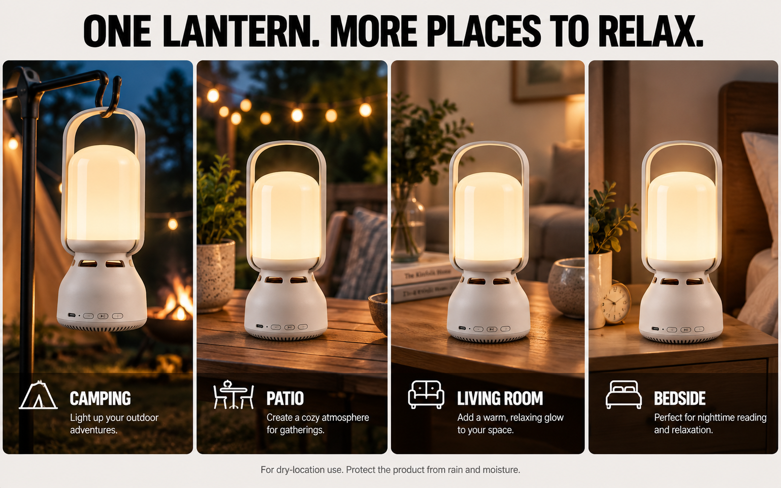 Rechargeable camping lantern with 1800mAh battery and USB-C charging