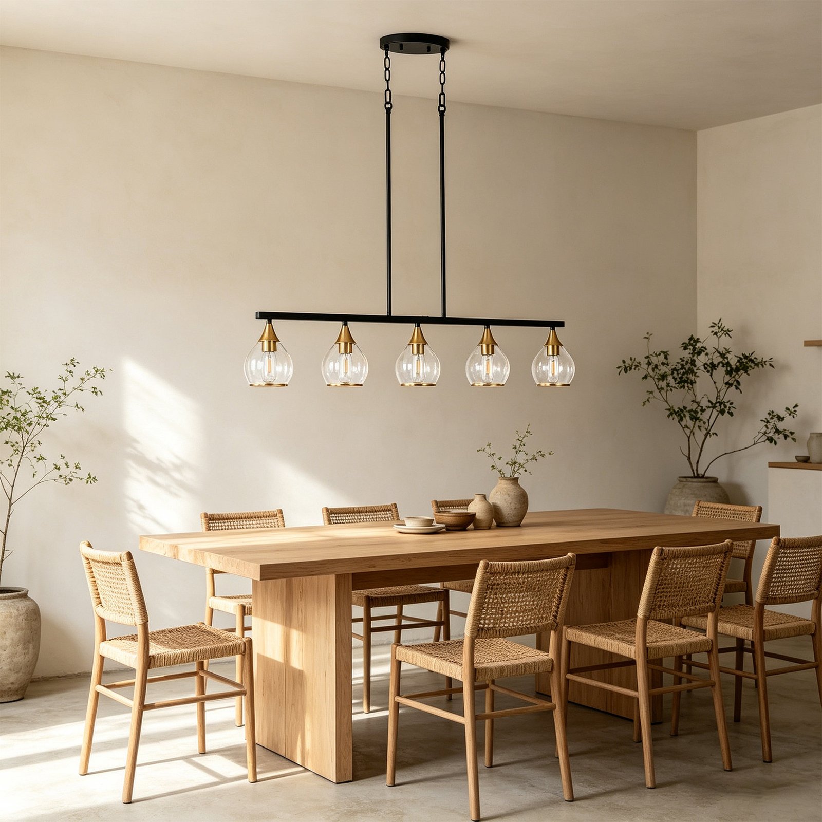 JackonLux 5-Light Linear Kitchen Island Pendant with Clear Glass