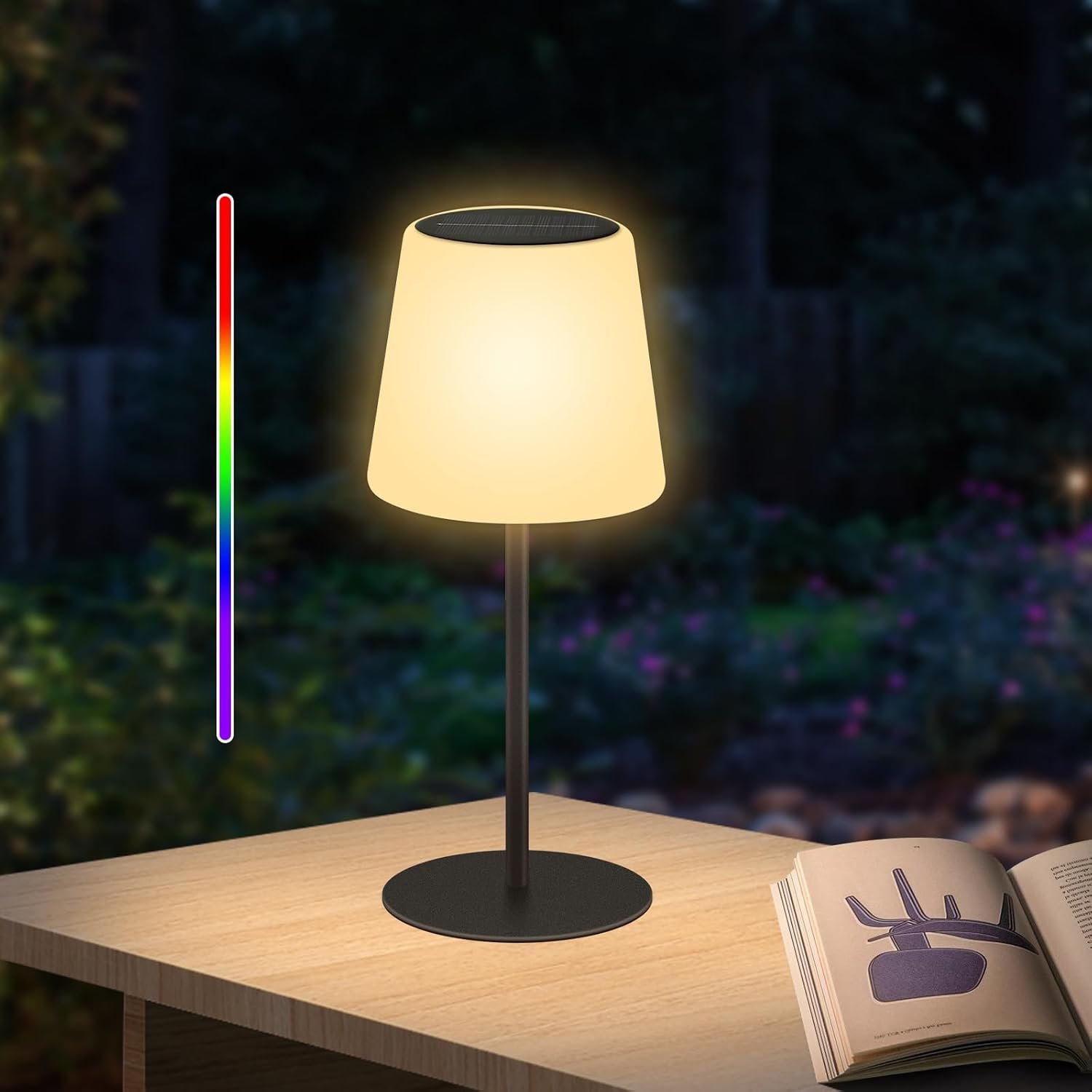 JackonLux Rechargeable Solar Table Lamp with Light Sensor