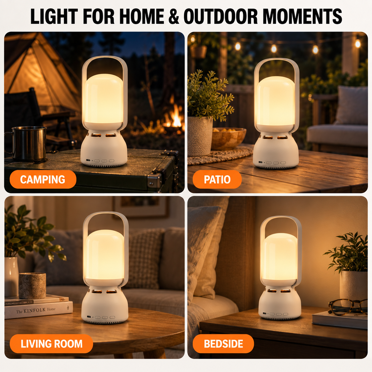 JackonLux camping lantern used for camping, patio, living room and bedside lighting