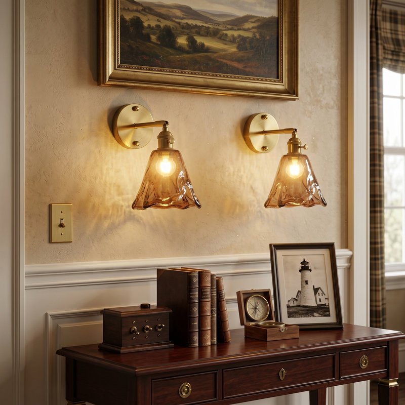 JackonLux Amber Glass Adjustable Wall Sconces, Set of 2 product view 4