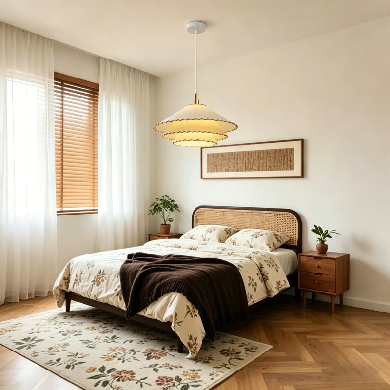 JackonLux Boho 3-Tier Fabric Pendant Light with Rope Detail product view 4