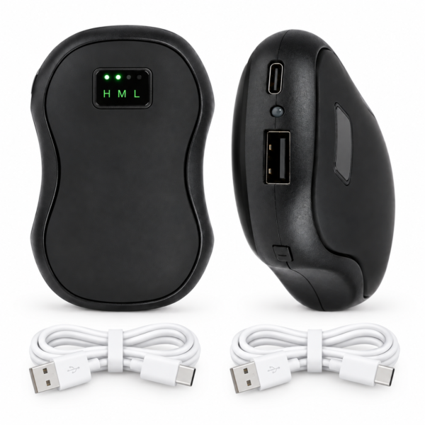 JackonLux rechargeable hand warmers 2 pack with two USB-C charging cables-black