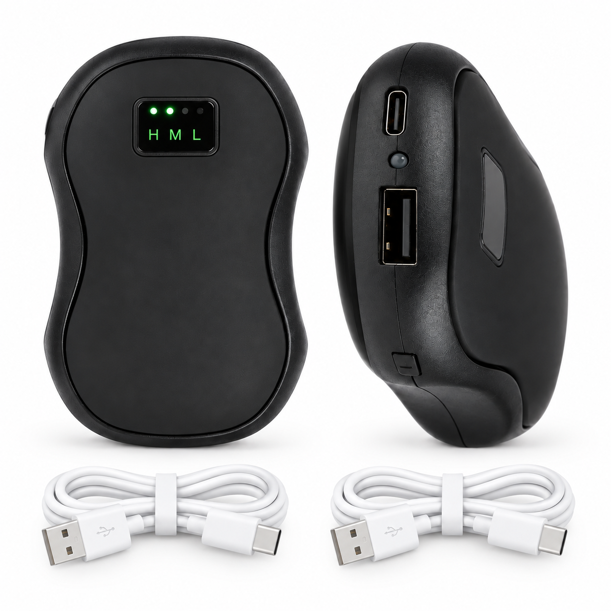 JackonLux rechargeable hand warmers 2 pack with two USB-C charging cables-black