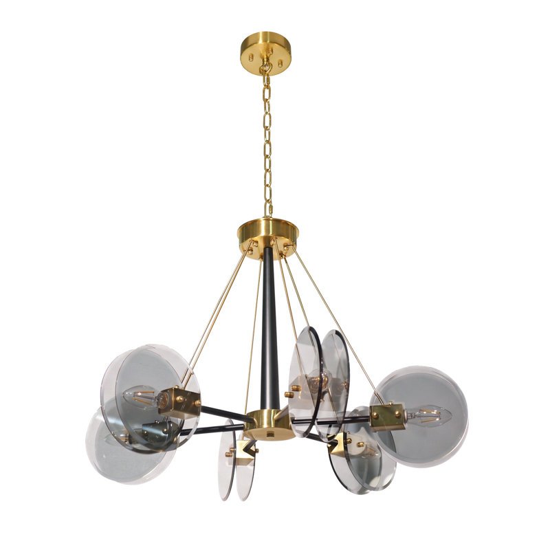 JackonLux 6-Light Smoked Glass Disc Chandelier product view 4