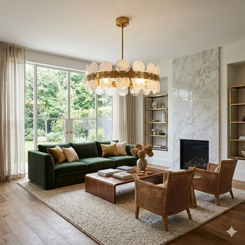JackonLux 6-Light Gold Chandelier with Cloud Glass Shades product view 2
