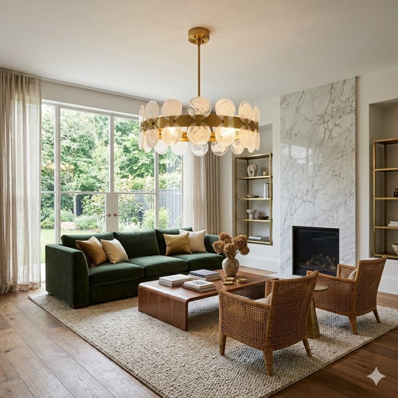 JackonLux 6-Light Gold Chandelier with Cloud Glass Shades product view 3