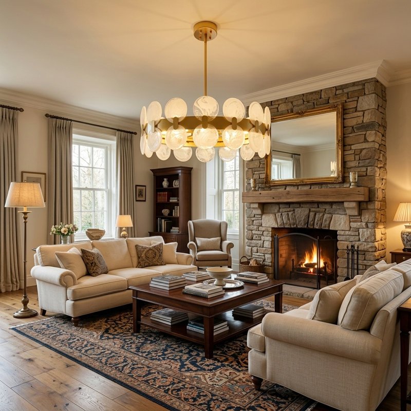 JackonLux 6-Light Gold Chandelier with Cloud Glass Shades product view 4