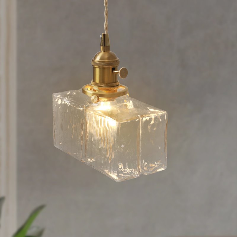 JackonLux Textured Square Glass Pendant Light with Brass Fixture product view 3