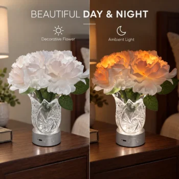 Rechargeable RGB Flower Lamp with Remote – Peony or Rose: peony Day and Night Display