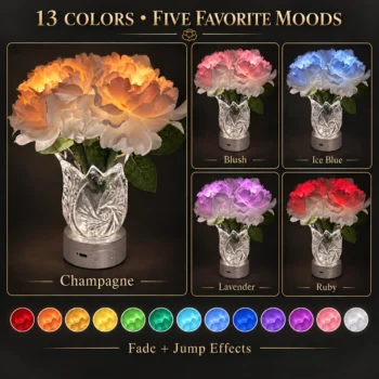 Rechargeable RGB Flower Lamp with Remote – Peony or Rose: peony Lamp 13-Color Options