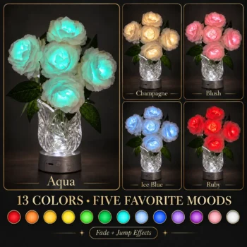 Rechargeable RGB Flower Lamp with Remote – Peony or Rose: rose Lamp 13-Color Options
