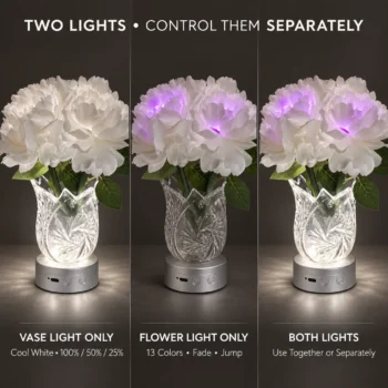 Rechargeable RGB Flower Lamp with Remote – Peony or Rose: peony Independent Light Controls