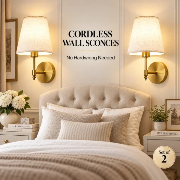 Rechargeable Cordless Wall Sconces with Remote, Set of 2: cordless Wall Sconces Product View