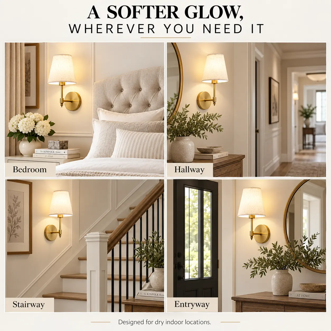 Rechargeable Cordless Wall Sconces with Remote, Set of 2: multi-Room Lifestyle Use