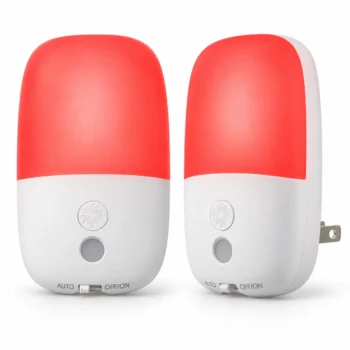 670nm Red Night Light with Retractable Plug, 2 Pack