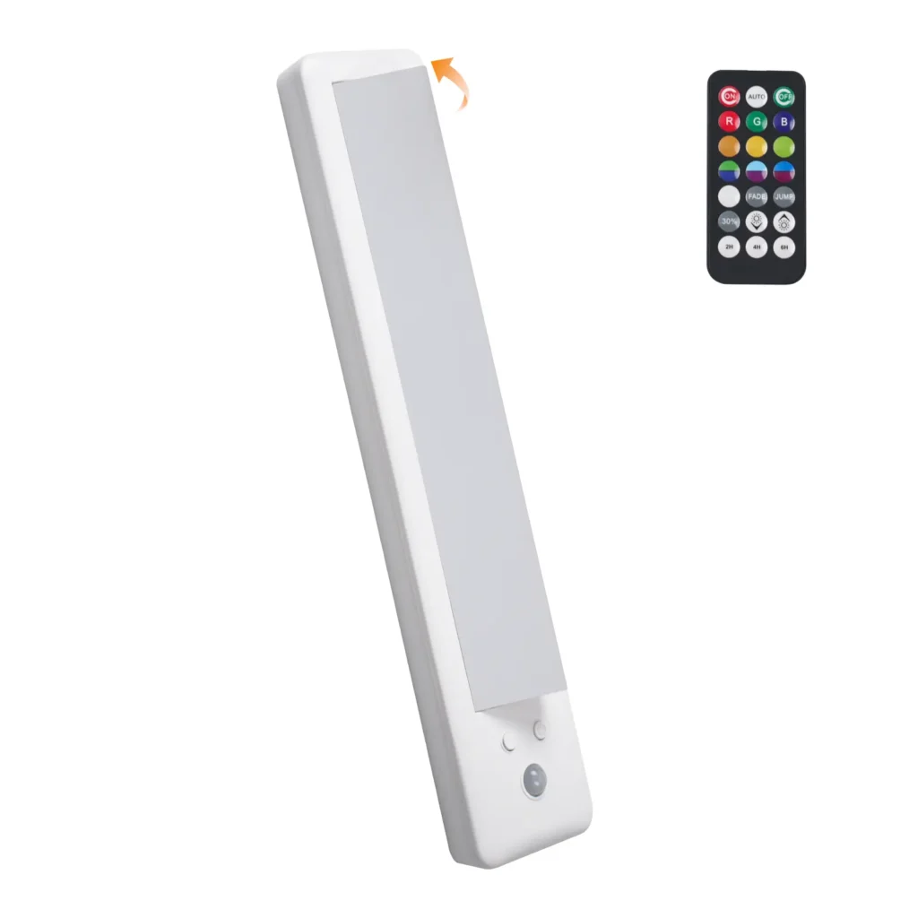 Rechargeable RGB Motion Sensor Under Cabinet Light with Remote – Swivel LED Light Bar