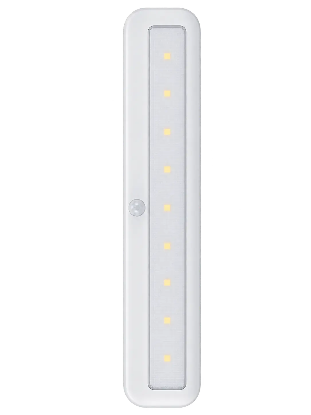 White rechargeable adjustable under-cabinet LED light, front view