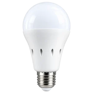 White LED light bulb with a rounded diffuser, ventilation slots, and a metal screw base.